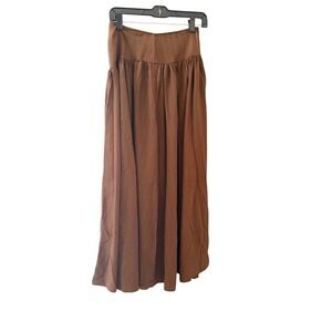 Maxi Skirt - Crinkle Boho Western Renaissance Flowy Brown Skirt Long Small